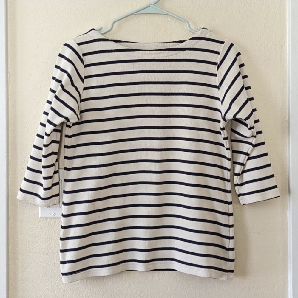 L.L Bean French Sailor Boatneck 3/4 Sleeve Top
